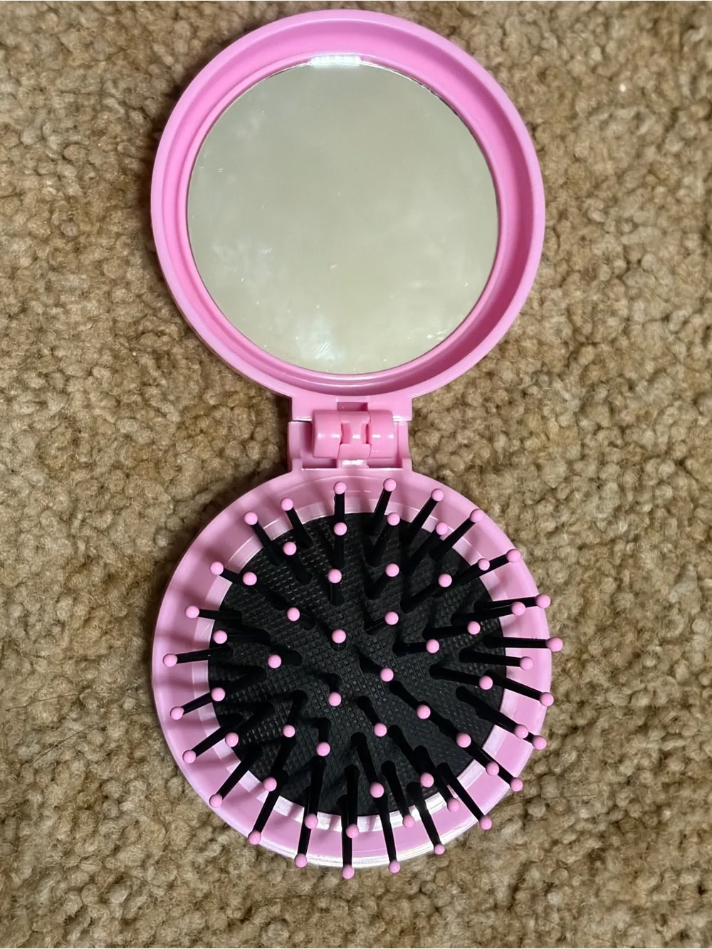 Rhinestone Compact Mirror and Brush